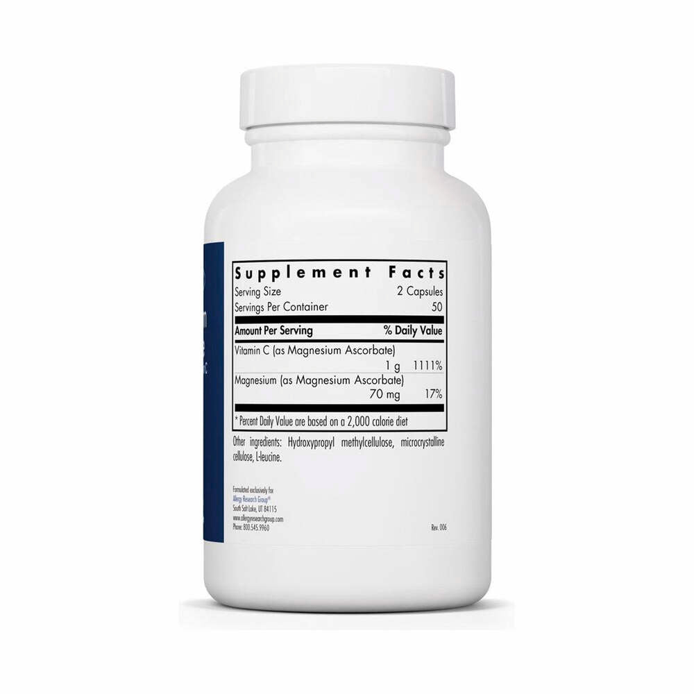 Magnesium Ascorbate (Vitamin C) - 100 Capsules | Allergy Research Group