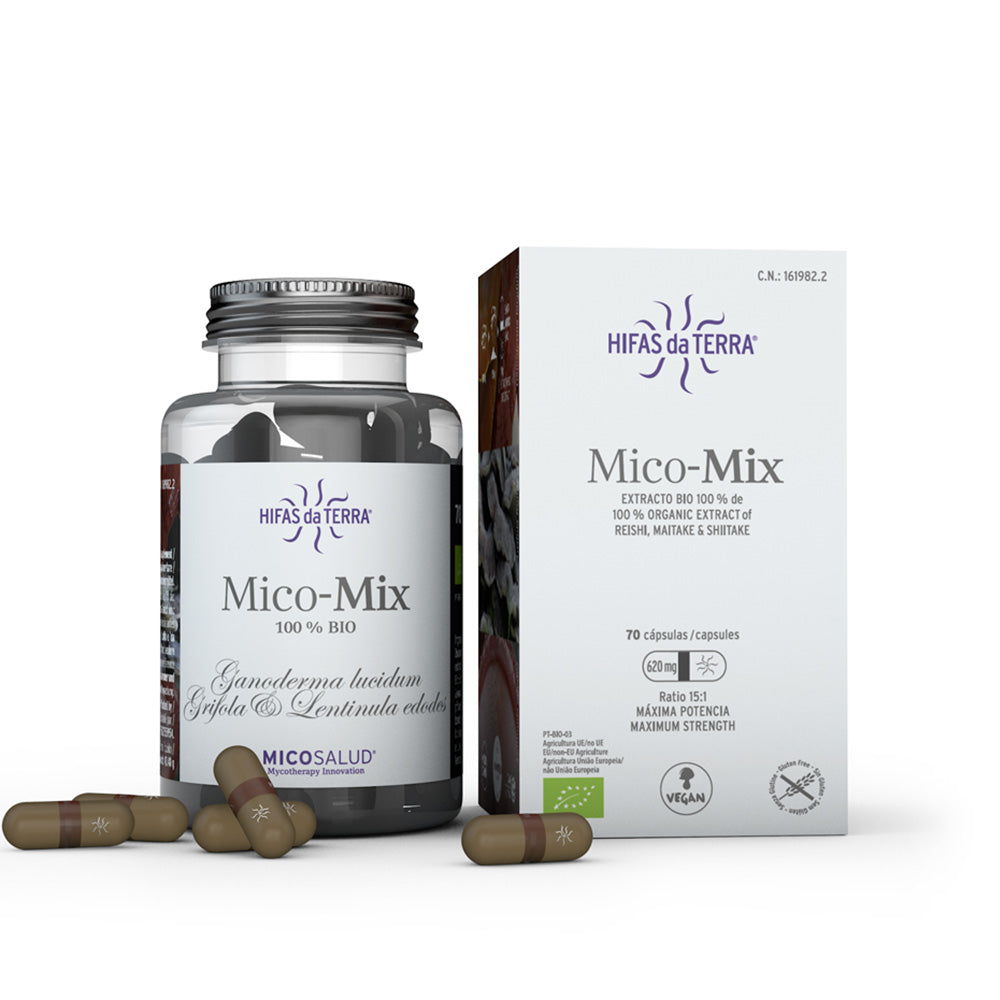 Mico-Mix (Reishi, Shiitake & Maitake Mushroom Extracts) - 70 Capsules | Hifas da Terra