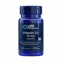 Vitamin D3 25mcg (1,000 IU) - 90 Softgels | Life Extension