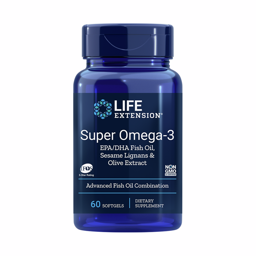 Super Omega-3 EPA/DHA with Sesame Lignans & Olive Extract - 60 Softgels | Life Extension