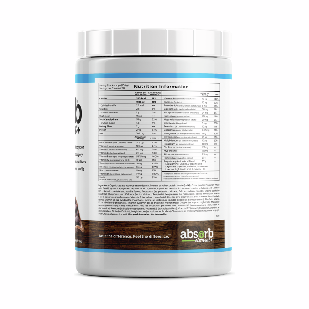 Absorb Element+ Unsweetened Chocolate - 1kg | Imix Nutrition