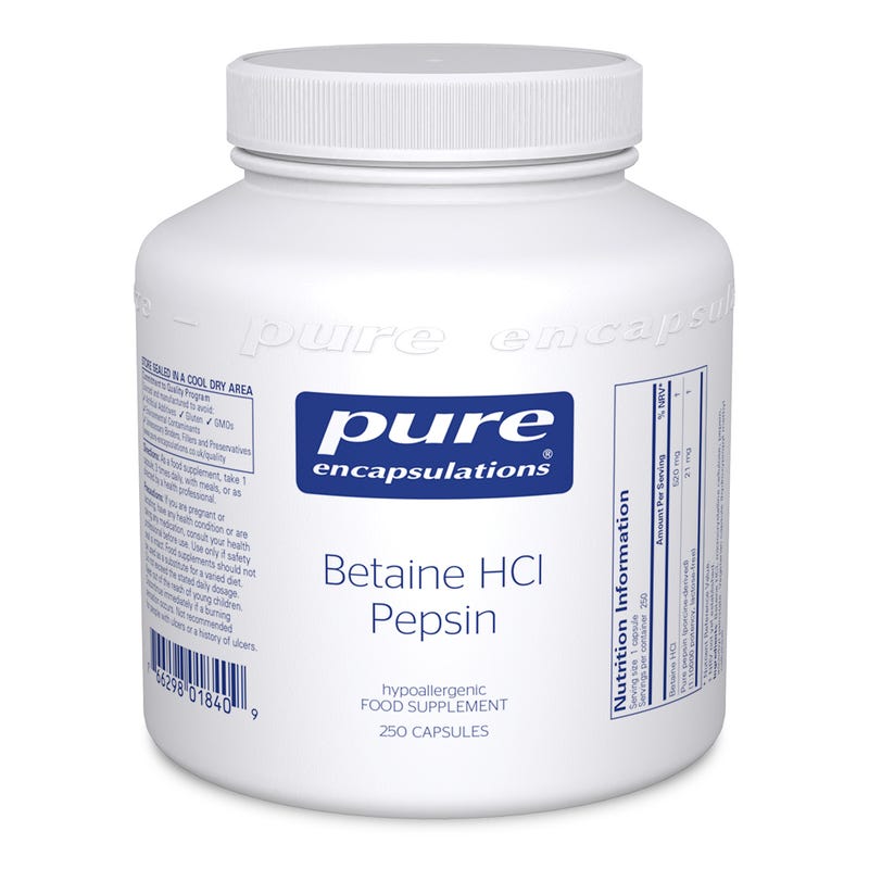 Betaine HCl Pepsin - 250 Capsules | Pure Encapsulations