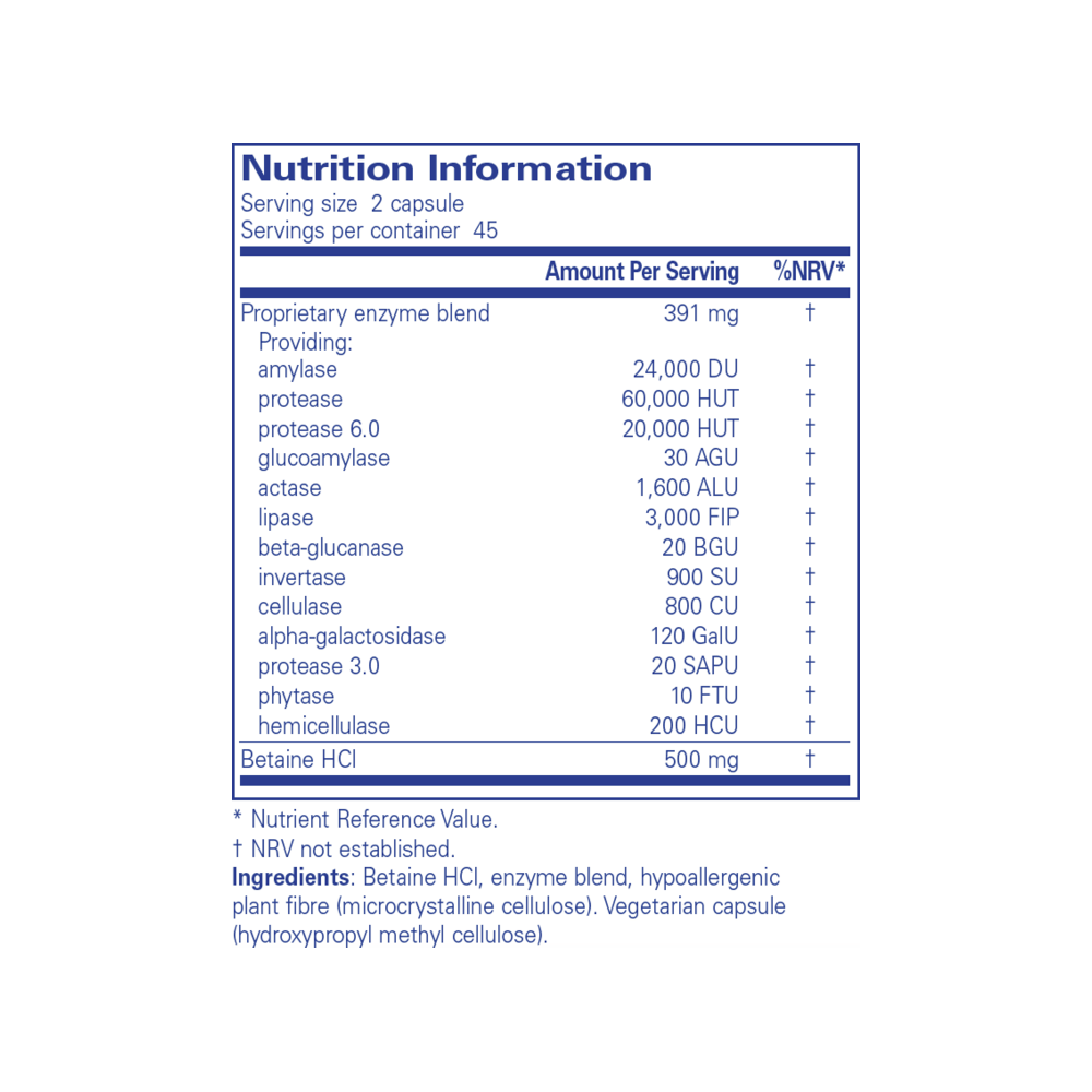 Digestive Enzymes Ultra with Betaine HCl - 90 Capsules | Pure Encapsulations