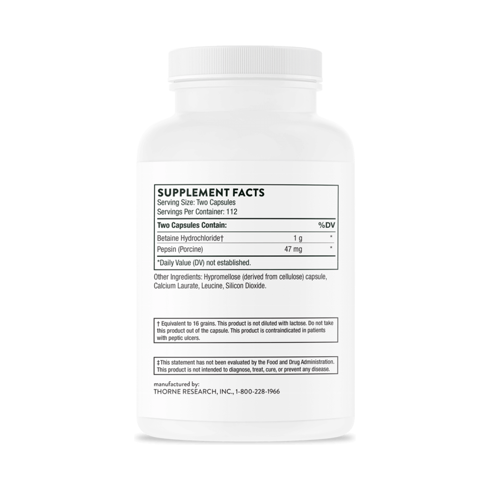 Betaine HCl/Pepsin - 225 Capsules | Thorne