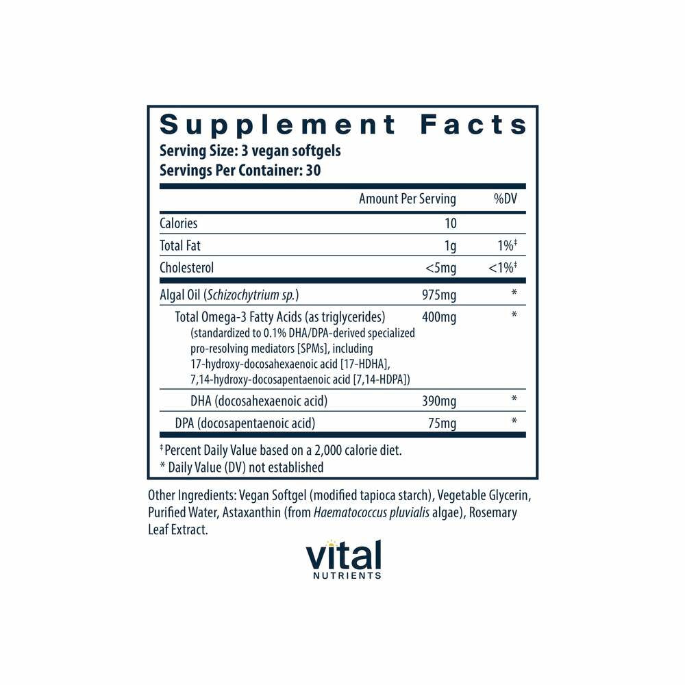 Vegan Omega SPM+ - 90 Softgels | Vital Nutrients